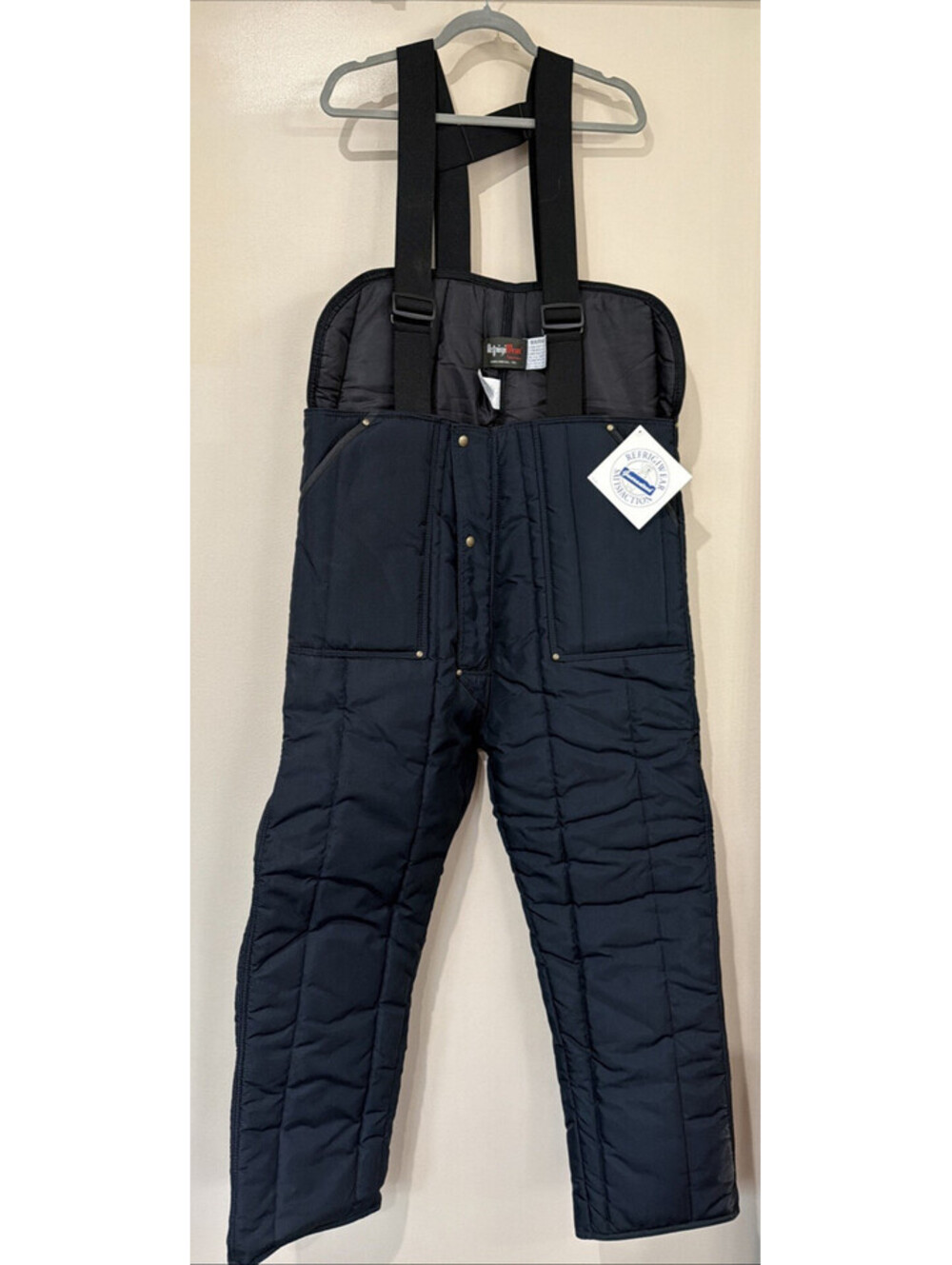 NWT-RefrigiWear 0985R Mens Navy Blue Iron-Tuff Insulated Bib Overalls Workwear L
